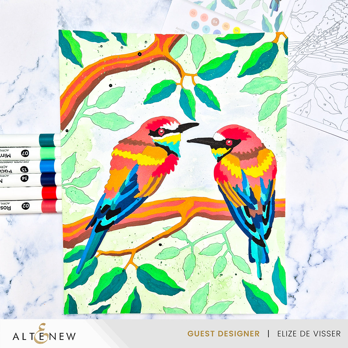 Altenew | Paint-by-Number: Instant Artist - Feathered Foliage (4 Sheets)