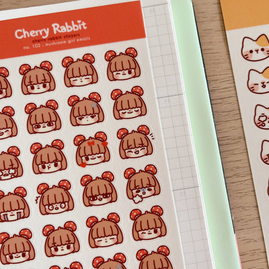 Mushroom Girl Emojis Sticker Sheet